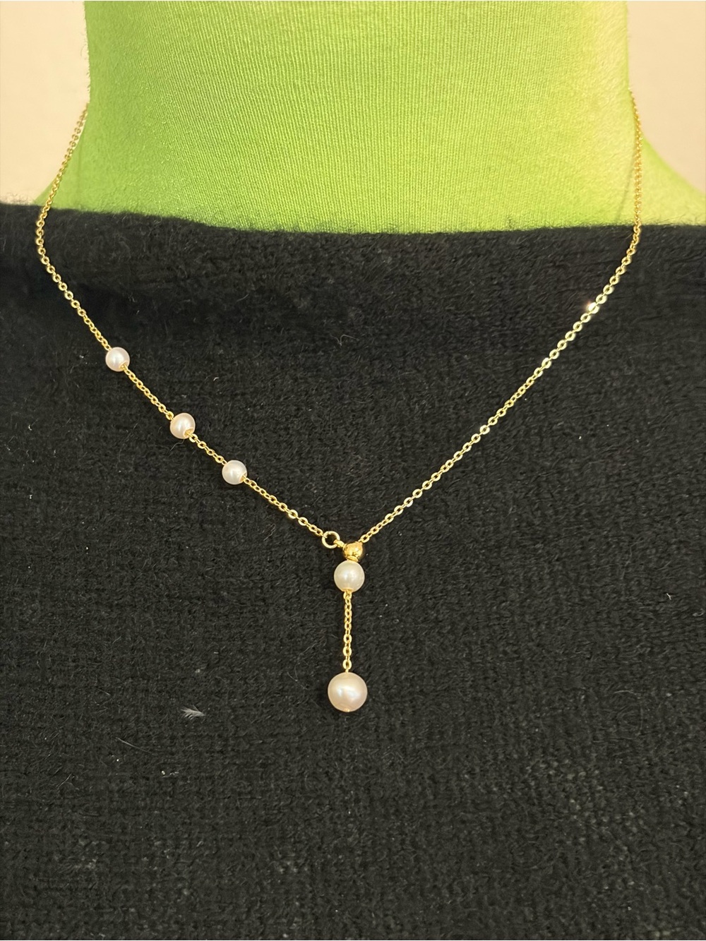 Gold Pearl Y-Drop Necklace - Women's Jewelry